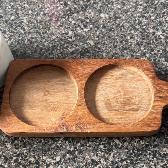 Hearth & Hand Stone and Marble Cellar Set with Wooden Base - Picture 2 of 4